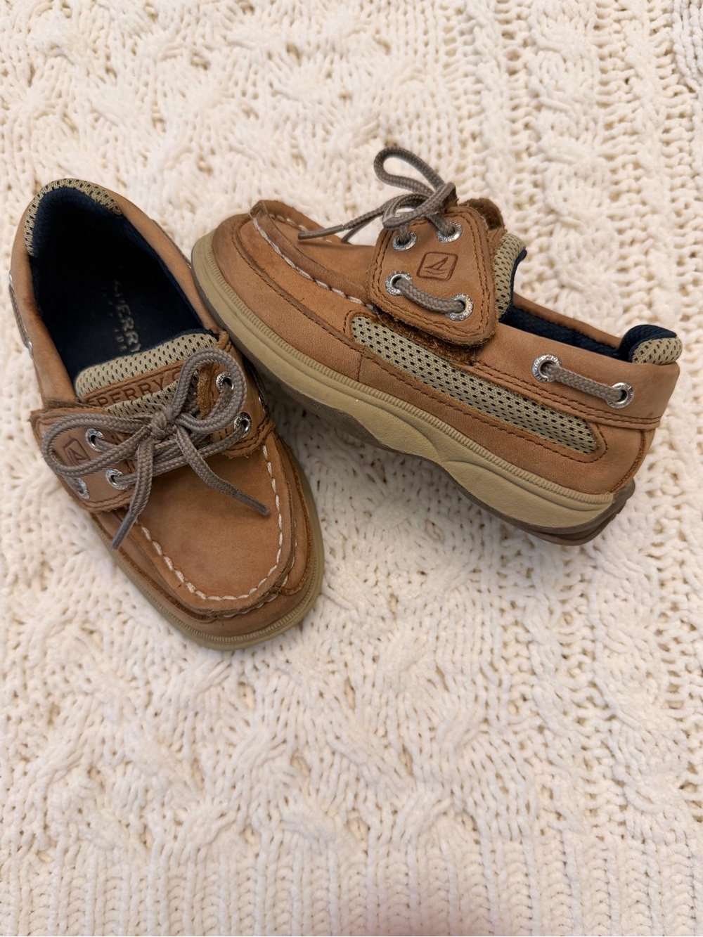 Sperry Tan Kids Moccasin Boat Shoes
